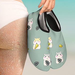 Cute Hamster Cheese Pattern Aqua Shoes