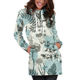 Dragonfly Butterfly Plants Insect Flower Vintage Style Pattern Women'S Hoodie Dress