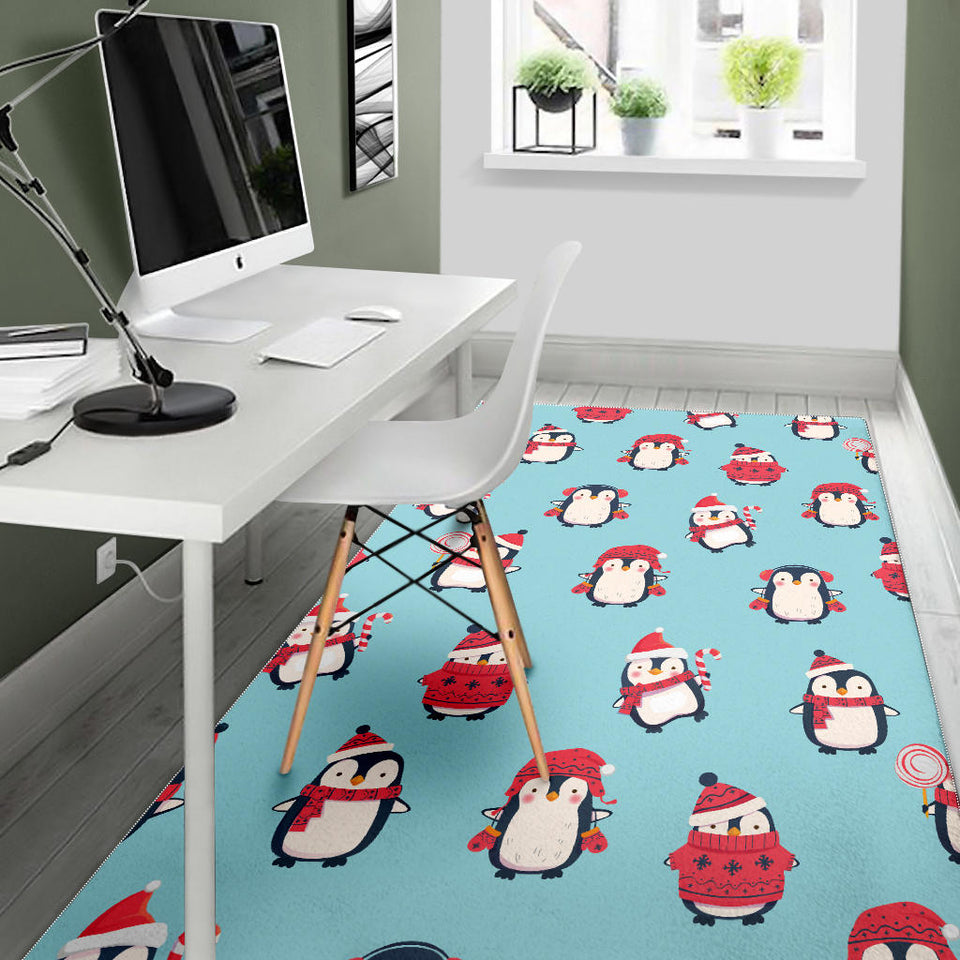 Cute Penguin Christmas  Design Pattern Area Rug