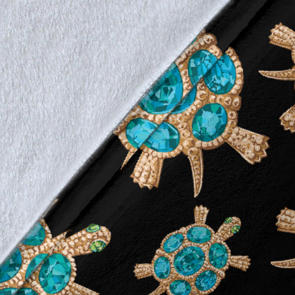 Sea Turtle Blue Stone Pattern Premium Blanket