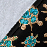 Sea Turtle Blue Stone Pattern Premium Blanket