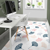 Black Gray Cream Coral Ginkgo Leaves Pattern Area Rug