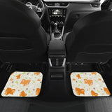 Cute Brown Pomeranian Paw Leave Bone Pattern Front And Back Car Mats