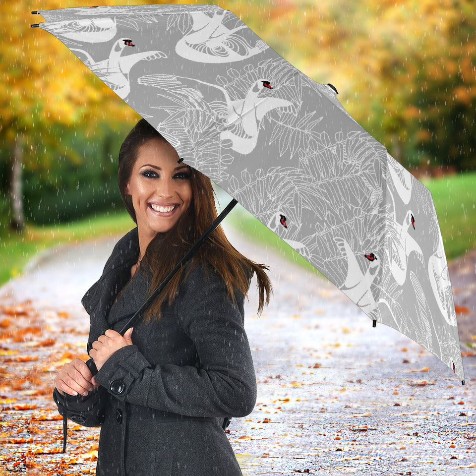 White Swan Gray Background Umbrella