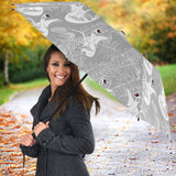White Swan Gray Background Umbrella