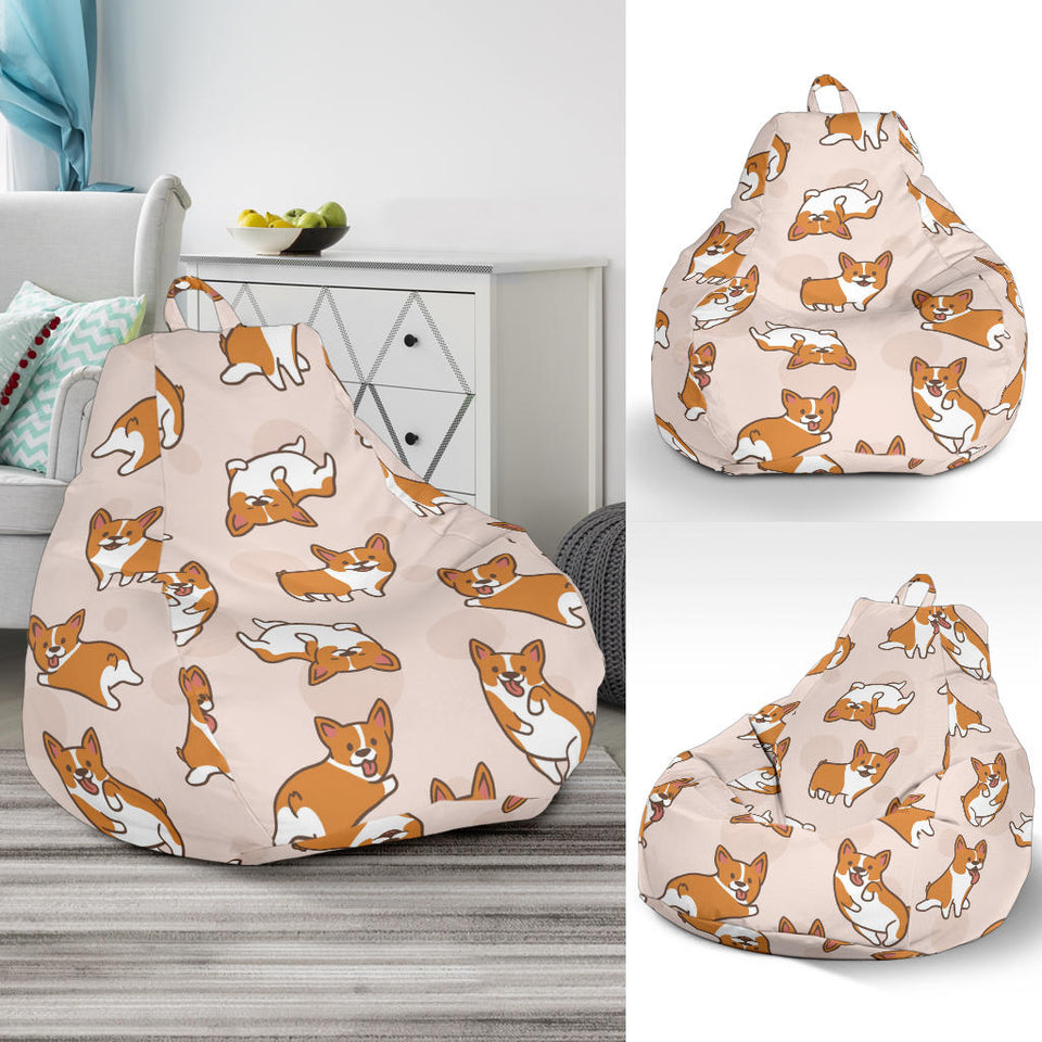Cute Corgis Pattern Pink Background Bean Bag Cover