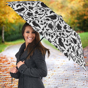 Crow Dark Floral Pattern Umbrella