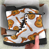 Paint Guitar Pattern Leather Boots