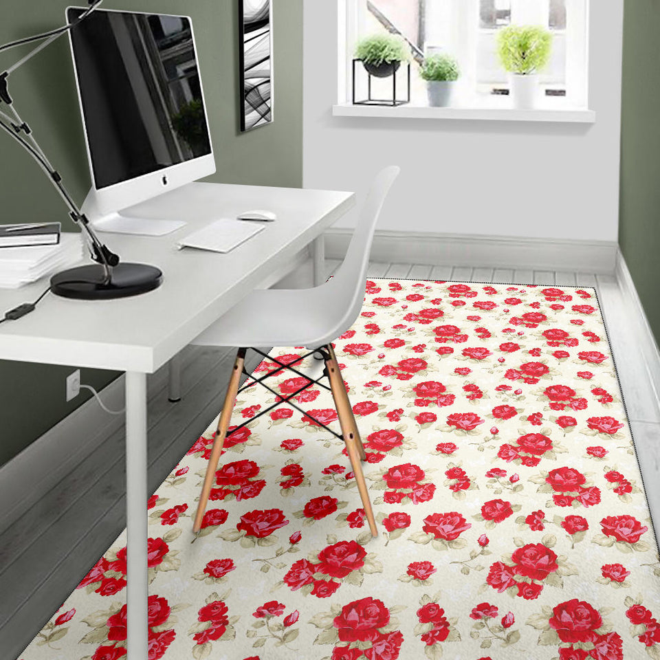 Rose Pattern Print Design 01 Area Rug