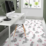 Watercolor Cute Rabbit Pattern Area Rug