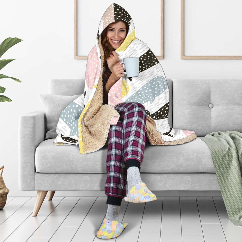 Whale Dot Pattern Hooded Blanket