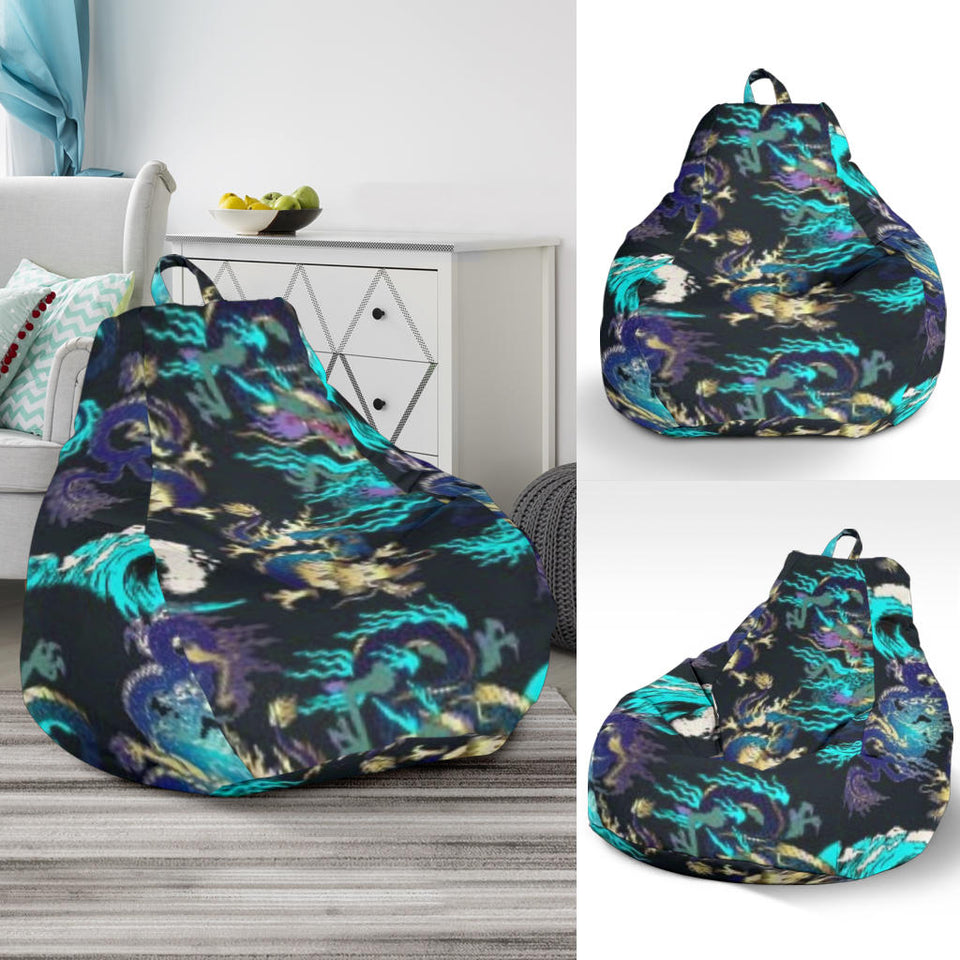 Dragon Sea Wave Pattern Bean Bag Cover