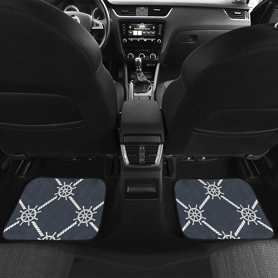 Nautical Steering Wheel Rope Pattern Front And Back Car Mats
