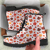 Colorful Maple Leaf Pattern Leather Boots