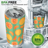 Orange Fruit Pattern Green Background Tumbler