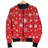 Snowflake Pattern Red Background Men'S Bomber Jacket