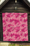 Beautiful Dragonfly Pink Background Premium Quilt