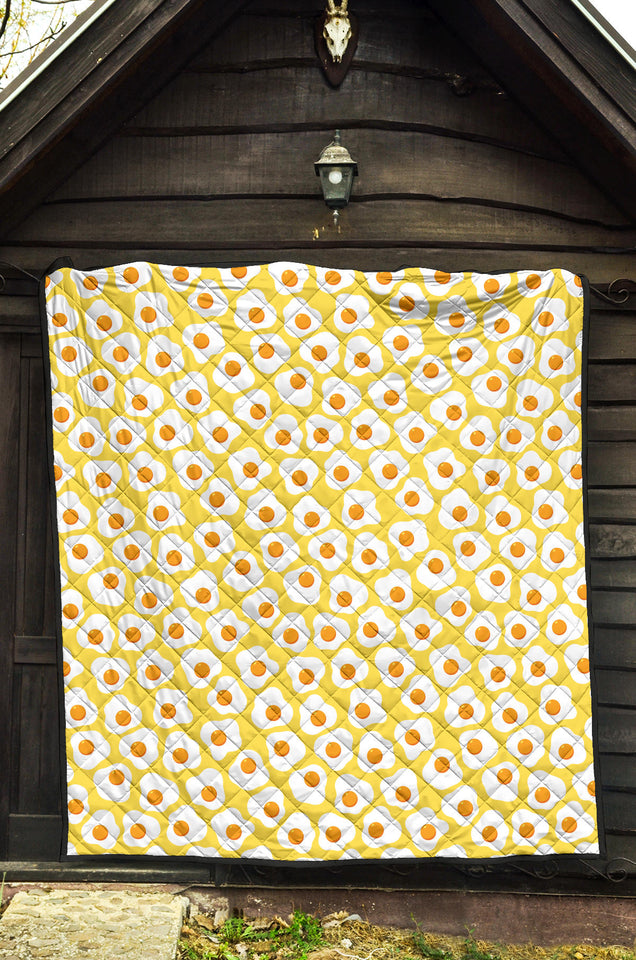 Fried Eggs Pattern Print Design 05 Premium Quilt