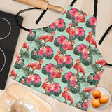Beautiful Flamingo Tropical Palm Leaves Hibiscus Pateern Background Adjustable Apron
