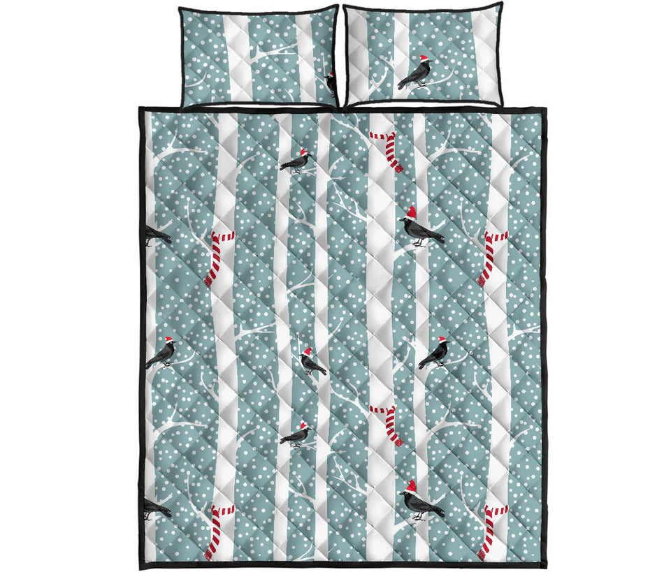 Crows christmas hat scarf Quilt Bed Set