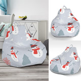 Snowman Christmas  Tree Snow Gray Background Bean Bag Cover