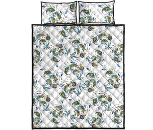 Peacock feather pattern Quilt Bed Set