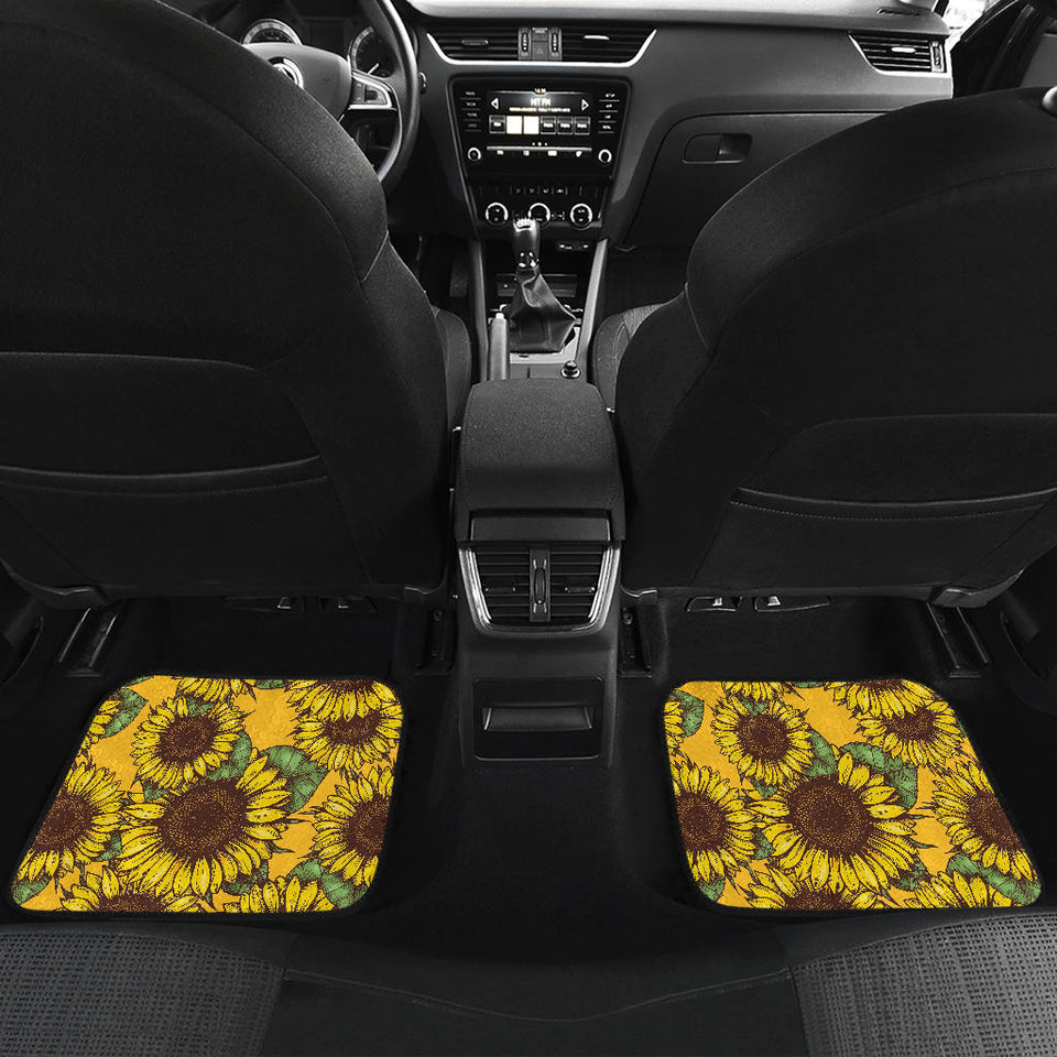 Sunflower Pattern Front And Back Car Mats