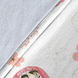 Daruma Japanese Wooden Doll Cherry Blossom Flower Pattern Premium Blanket