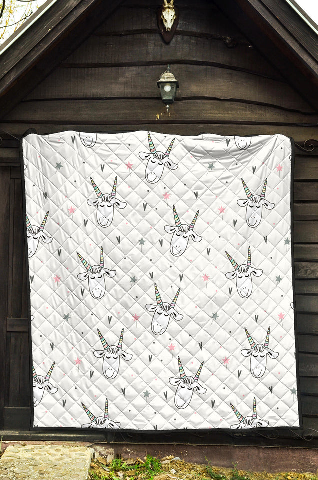Cute Goat Design Pattern Premium Quilt