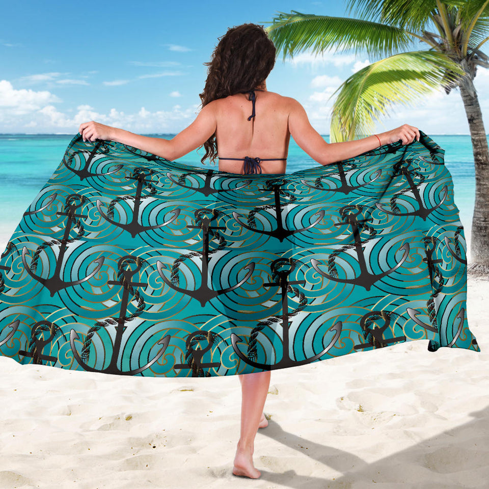Anchor Nautical Green Background Sarong