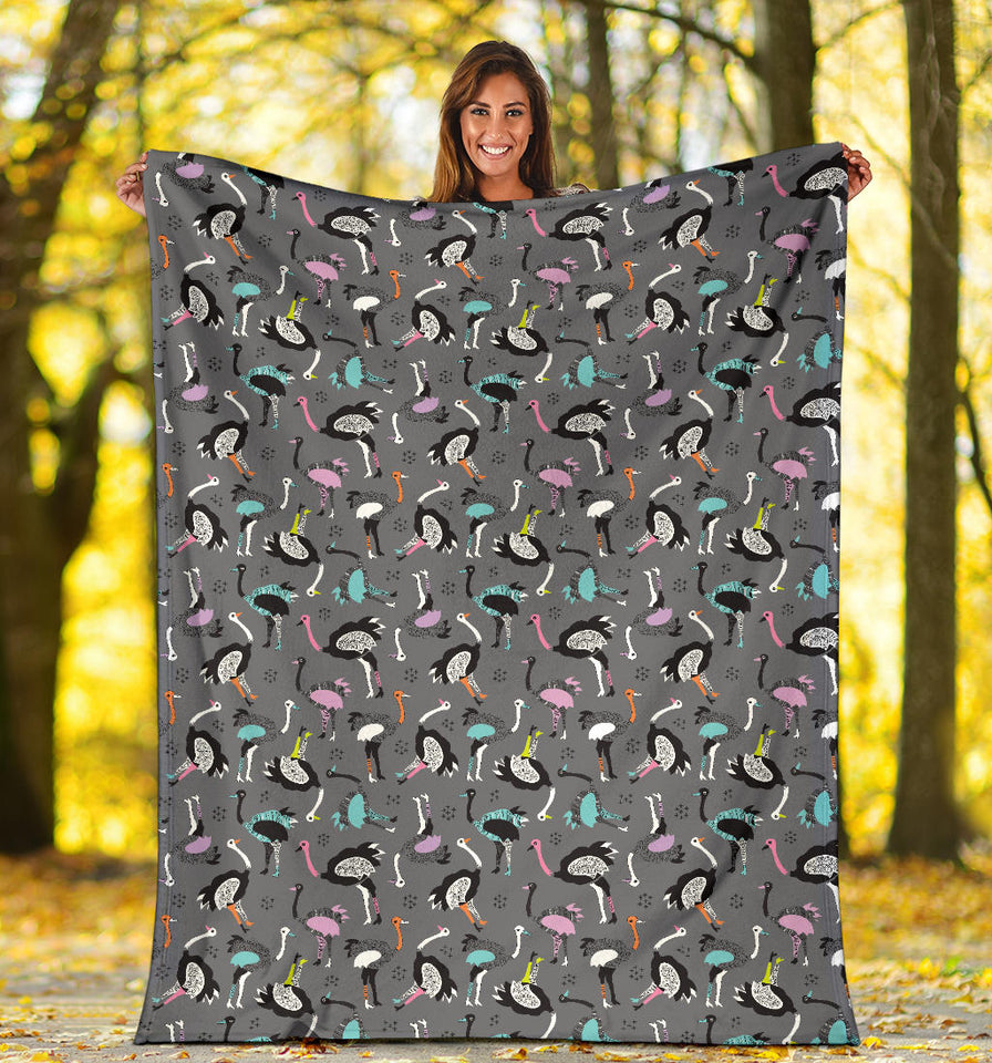 Ostrich Pattern Print Design 01 Premium Blanket