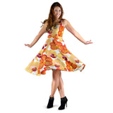Orange Yellow Orchid Flower Pattern Background Sleeveless Midi Dress