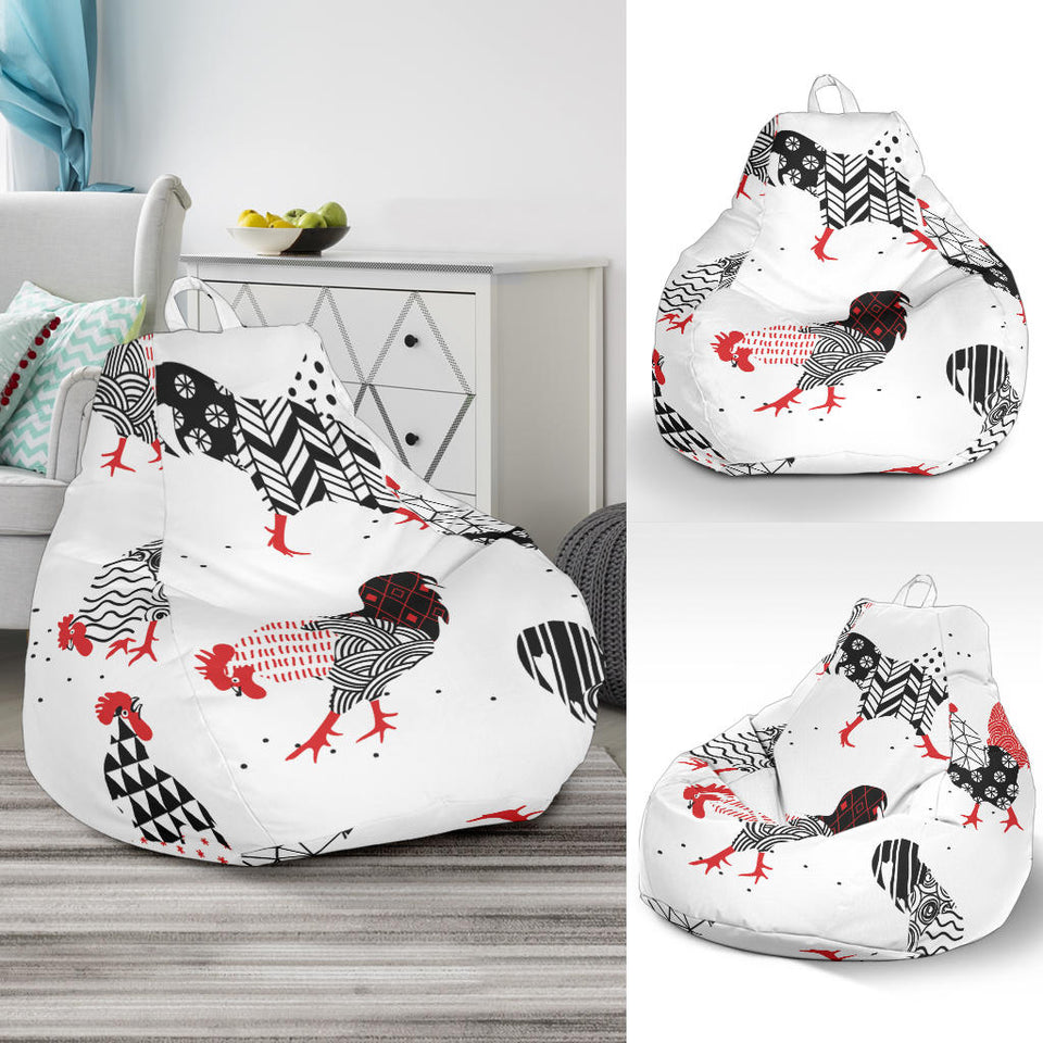 Cool Rooster Chicken Cock Floral Ornament Background Bean Bag Cover