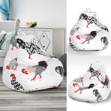 Cool Rooster Chicken Cock Floral Ornament Background Bean Bag Cover