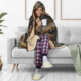 Chameleon Lizard Tropical Leaves Palm Tree Hooded Blanket