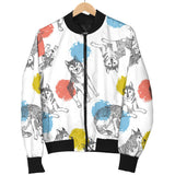 Siberian Husky And Colorful Circle Pattern Men'S Bomber Jacket