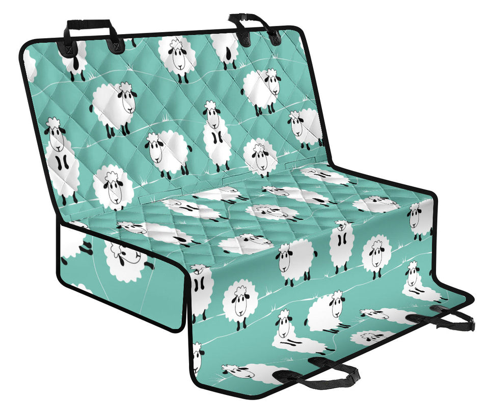 Cute Sheep Green Background Dog Car Seat Covers