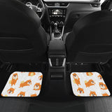 Brown Pomeranian Pattern Front And Back Car Mats