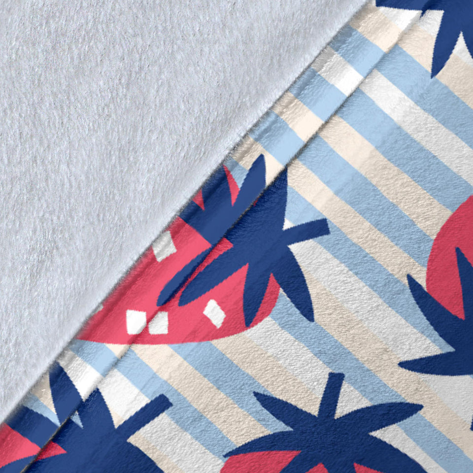 Strawberry Pattern Blue Lines Background Premium Blanket