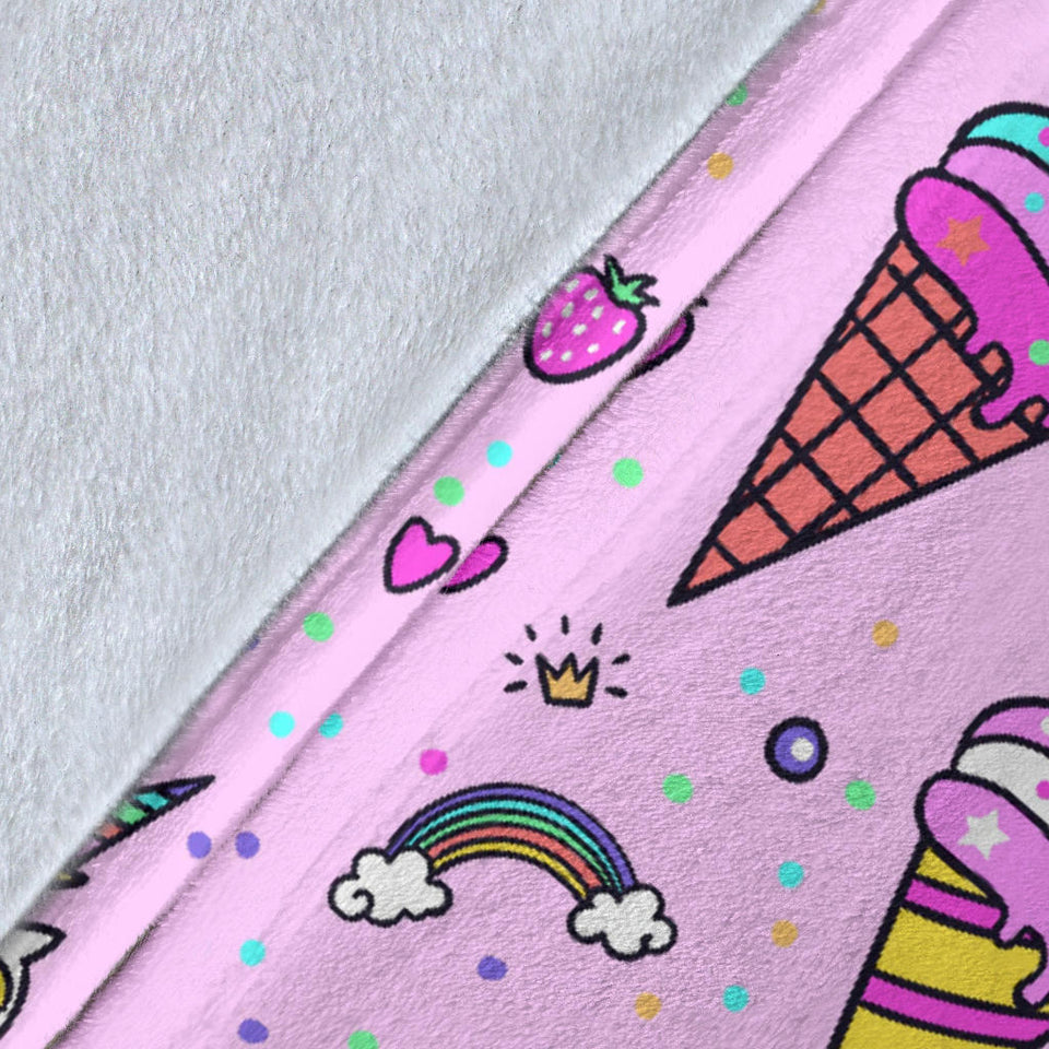 Cute Ice Cream Cone Animal Pattern Premium Blanket