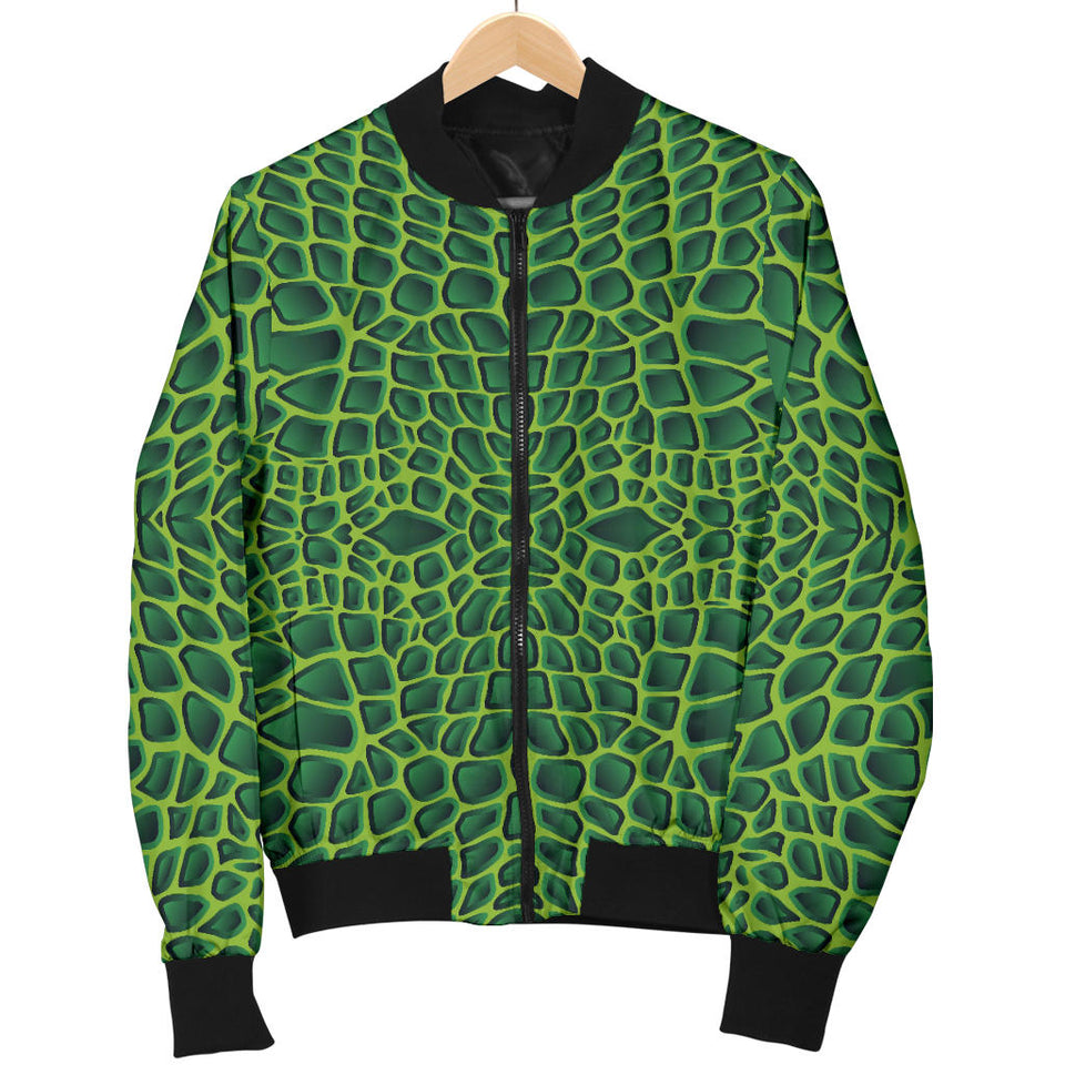 Crocodile Skin Printed Women'S Bomber Jacket