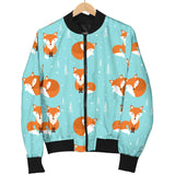 Fox Pattern Blue B Ackground Women'S Bomber Jacket