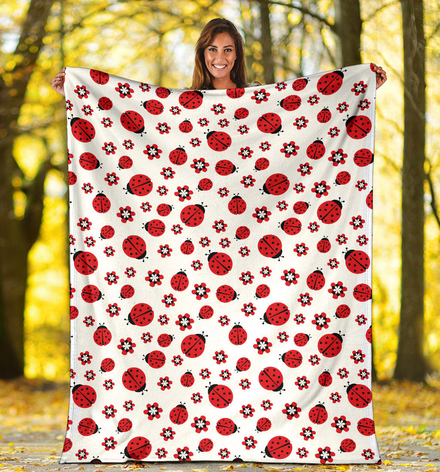 Ladybug Pattern Print Design 04 Premium Blanket