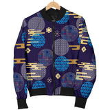 Blue Japanese Pattern Cloud Wave Flower Women'S Bomber Jacket