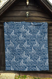 Hand Drawn Sailboat Pattern Premium Quilt