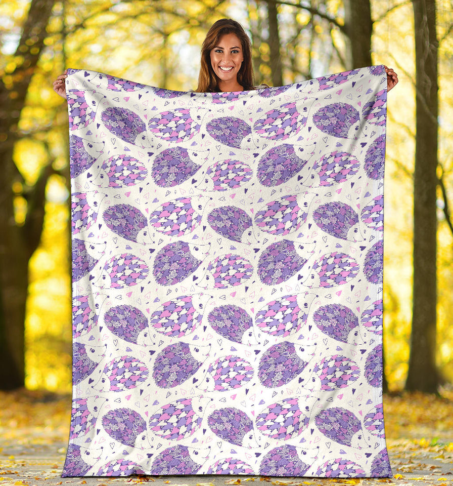 Hedgehog Pattern Print Design 05 Premium Blanket
