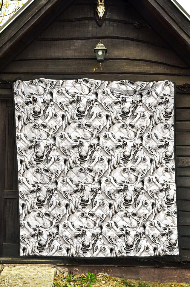 Greyhound Pattern Print Design 01 Premium Quilt