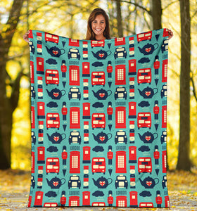 British Pattern Print Design 04 Premium Blanket