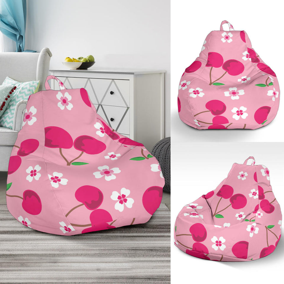 Cherry Flower Pattern Pink Background Bean Bag Cover