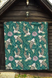 Koi Fish Carp Fish Lotus Pattern Premium Quilt